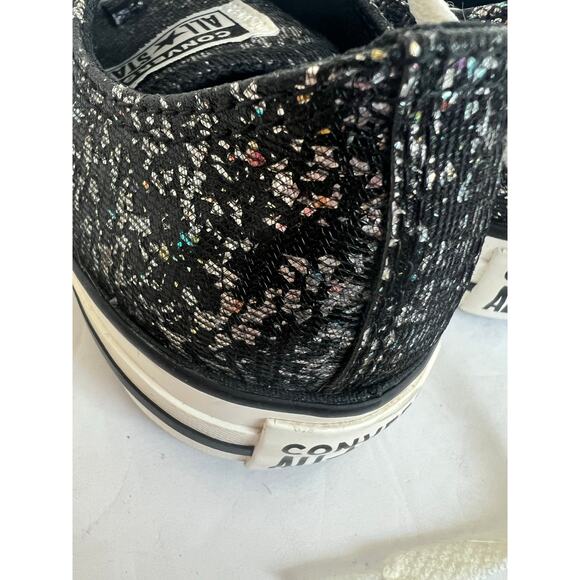 Converse Chuck Taylor All Star Black Glitter Low Top Lace Up Skater Sneakers 7 - Picture 9 of 10